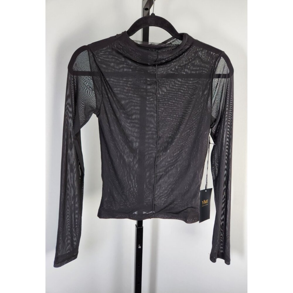 Yumi Black Knitted Body Con Dress With Chiffon Sleeve - SZ M